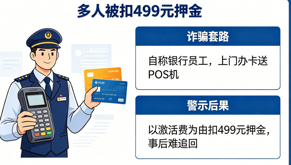 警惕“银行工作人员”上门办卡送POS机，多人被扣499元押金？